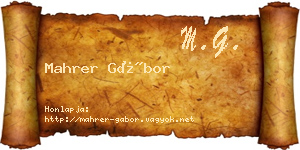 Mahrer Gábor névjegykártya