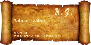 Mahrer Gábor névjegykártya